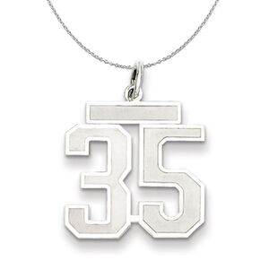 Sterling Silver, Jersey Collection, Medium Number 35 Necklace - 24 In